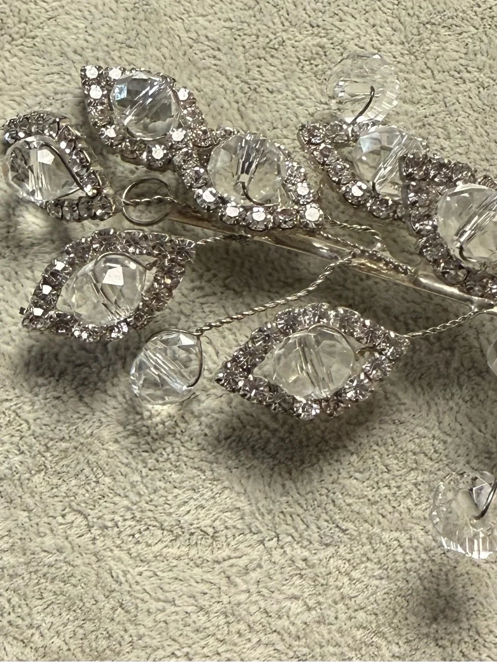 Crystal Floral Bridal Hair Comb - Silver Tone